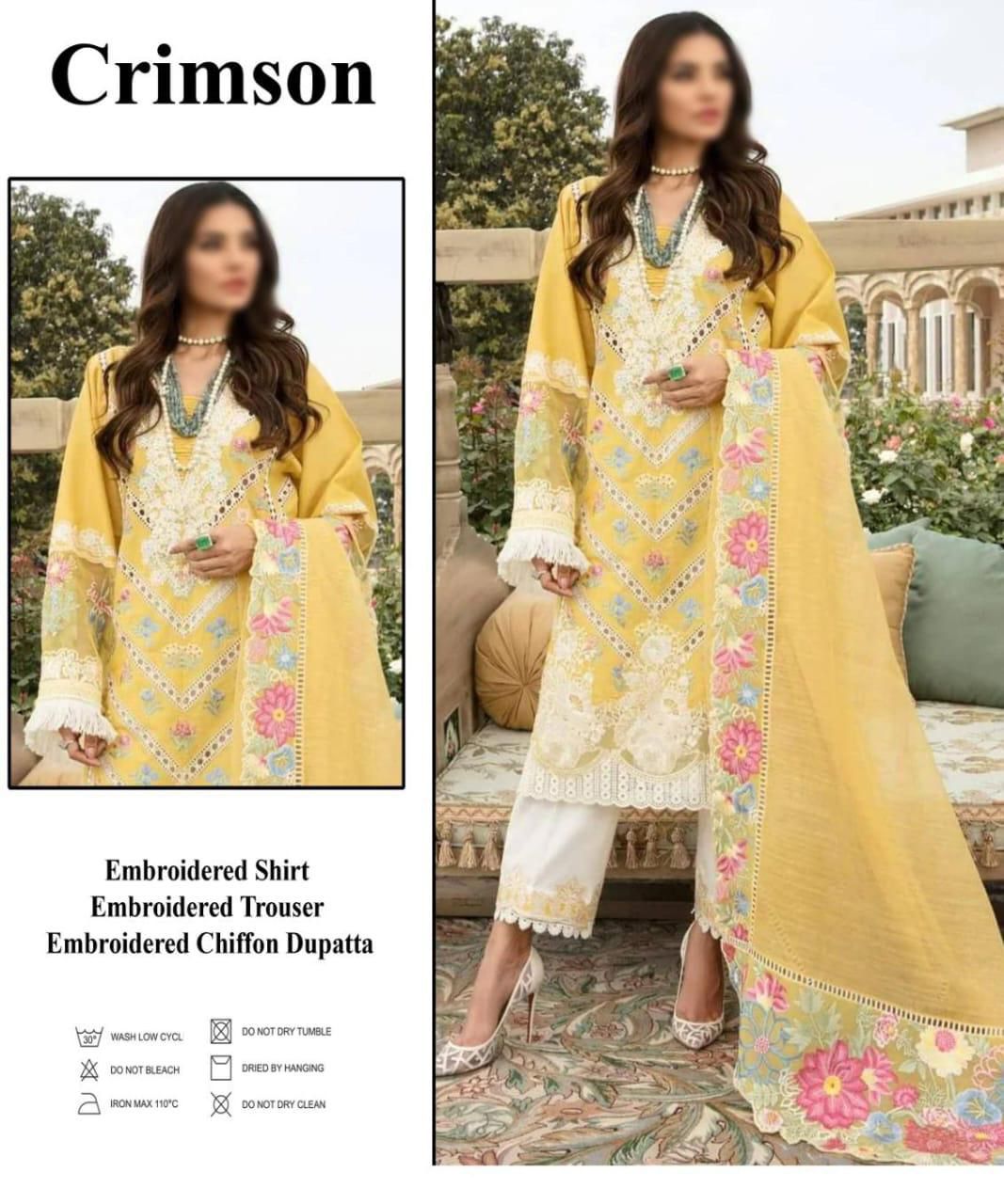 Crimson lawn fully heavy alternat embroidery