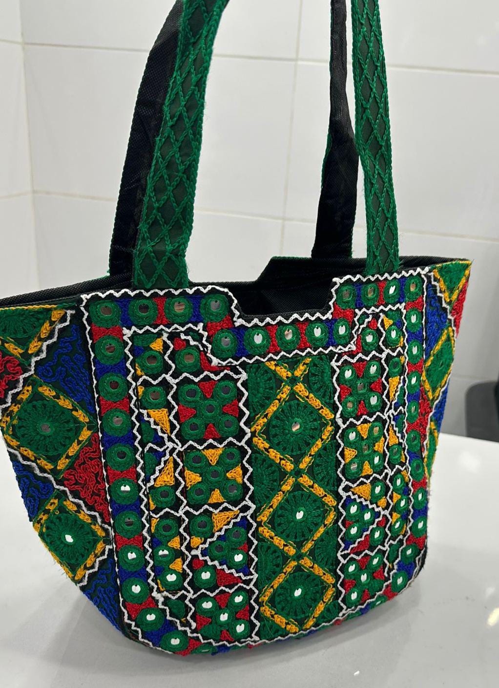 Embroidery cotton stuff hand bag