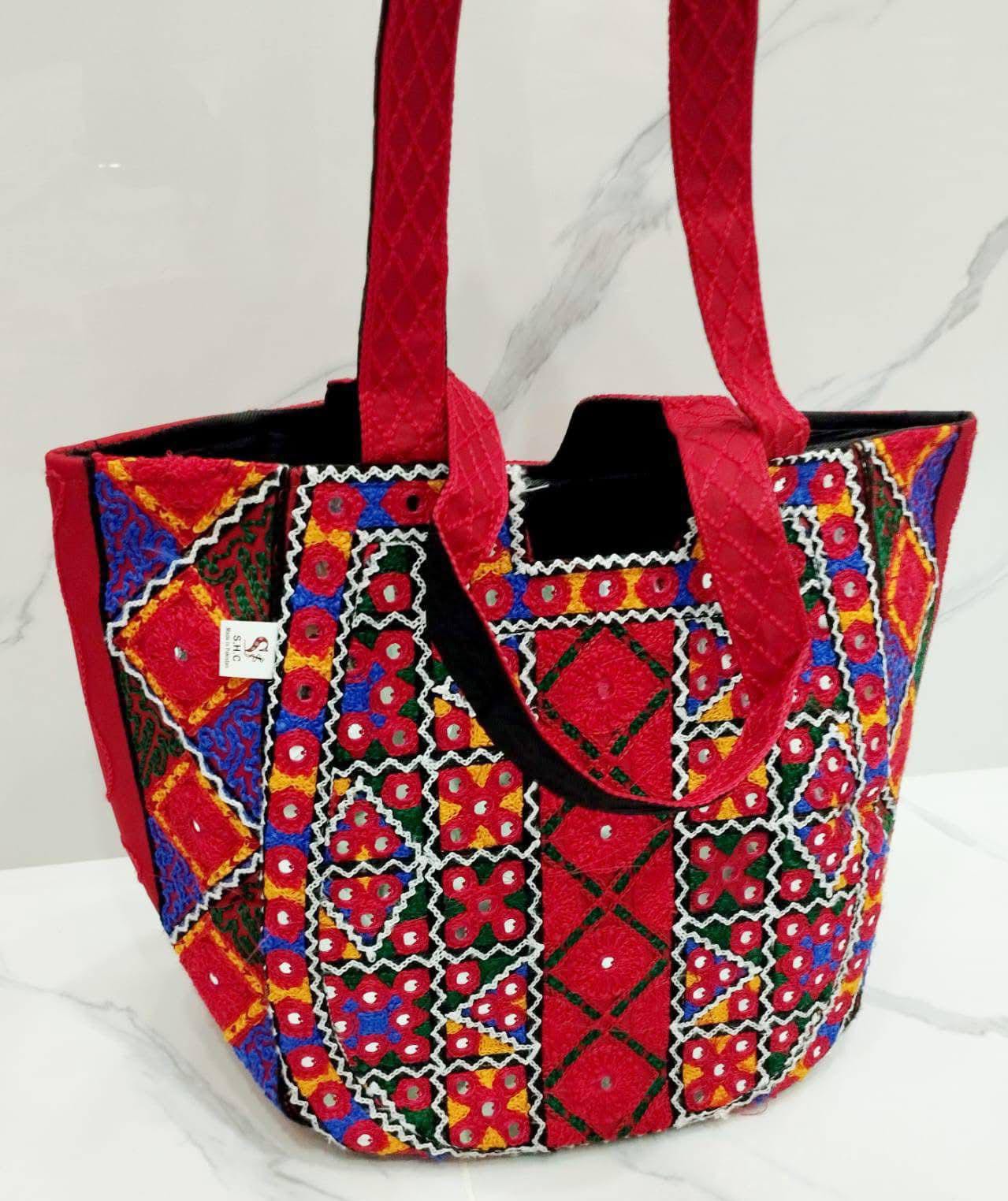 Embroidery cotton stuff hand bag