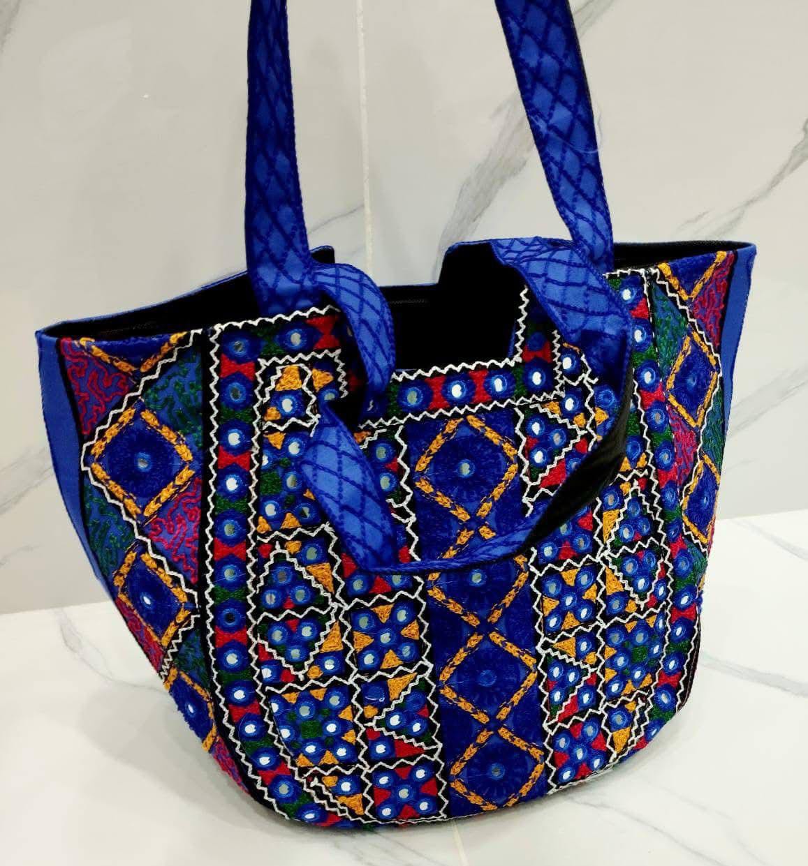 Embroidery cotton stuff hand bag