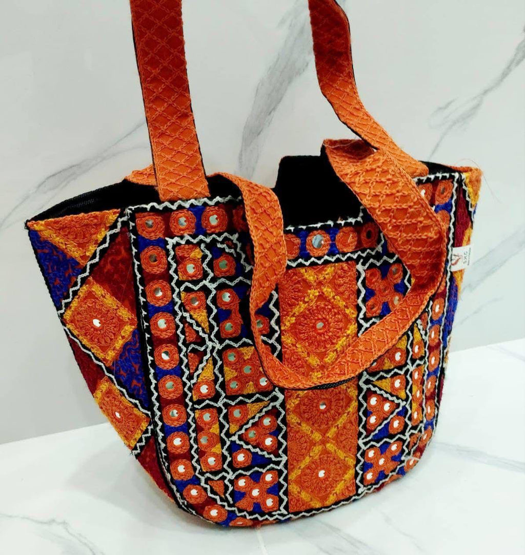 Embroidery cotton stuff hand bag