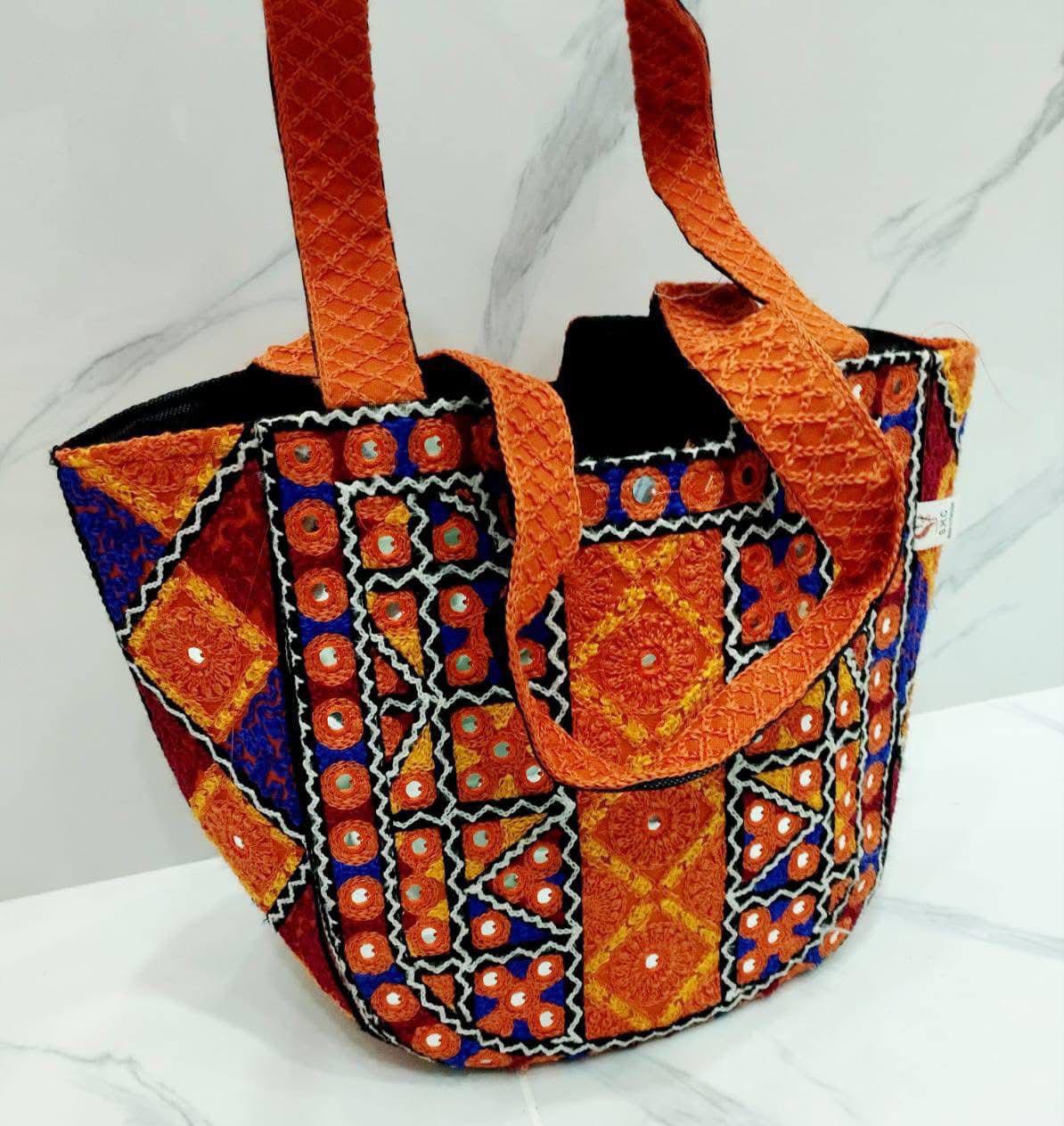 Embroidery cotton stuff hand bag