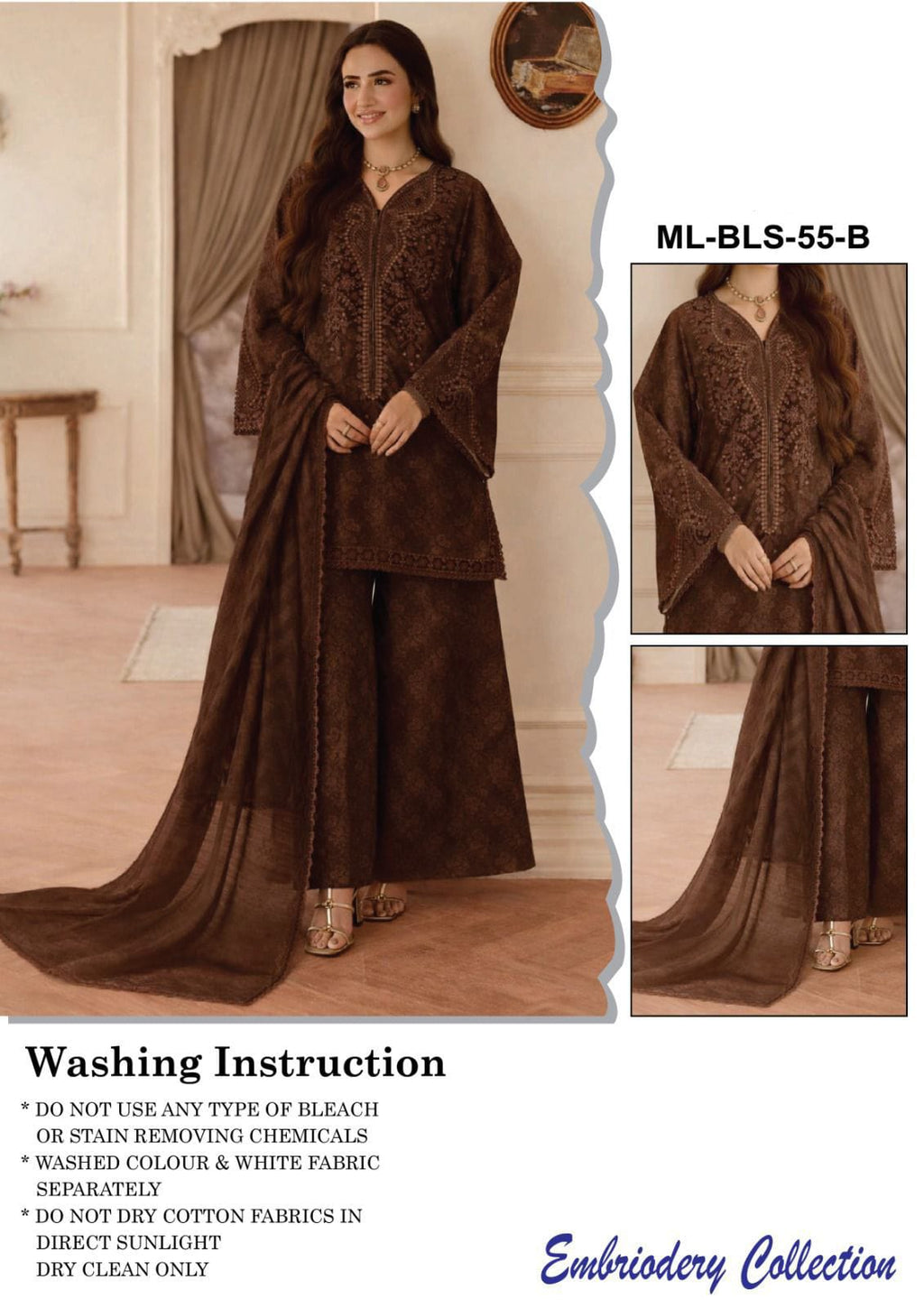 Embroidery lawn suit