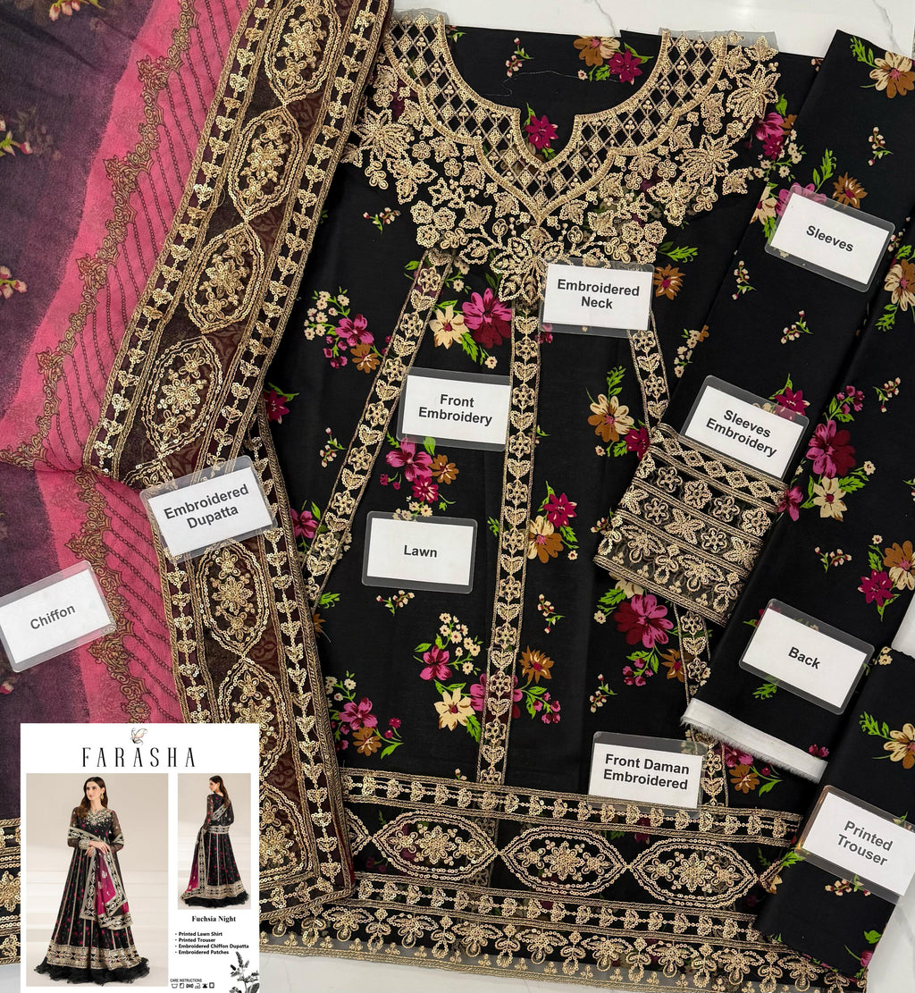 ✨Brnd ،farasha 3pc lawn ✨
