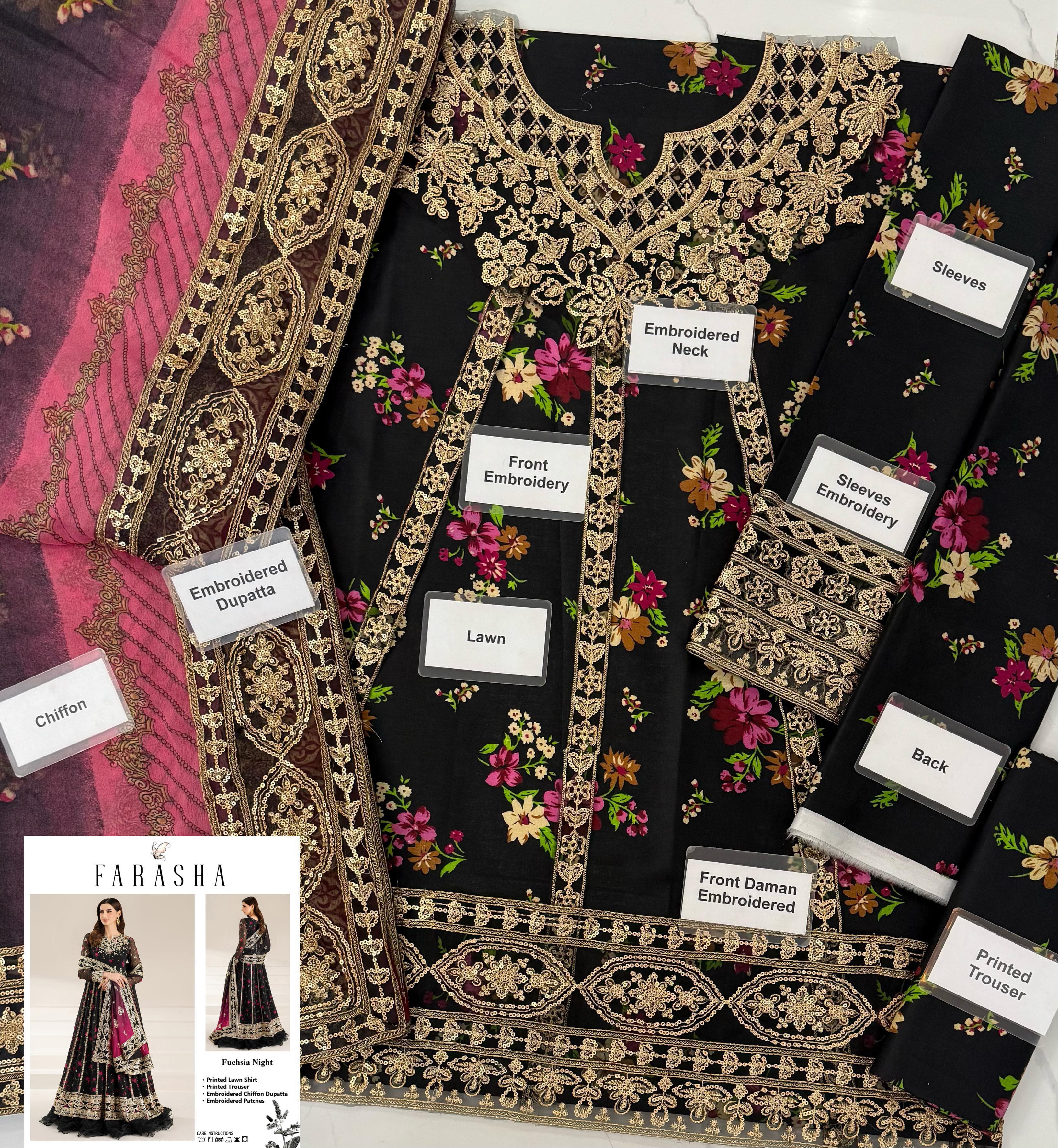 ✨Brnd ،farasha 3pc lawn ✨