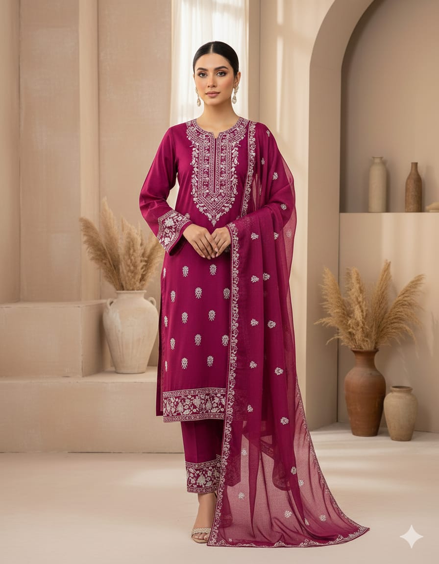 Embroidery lawn cotton suit