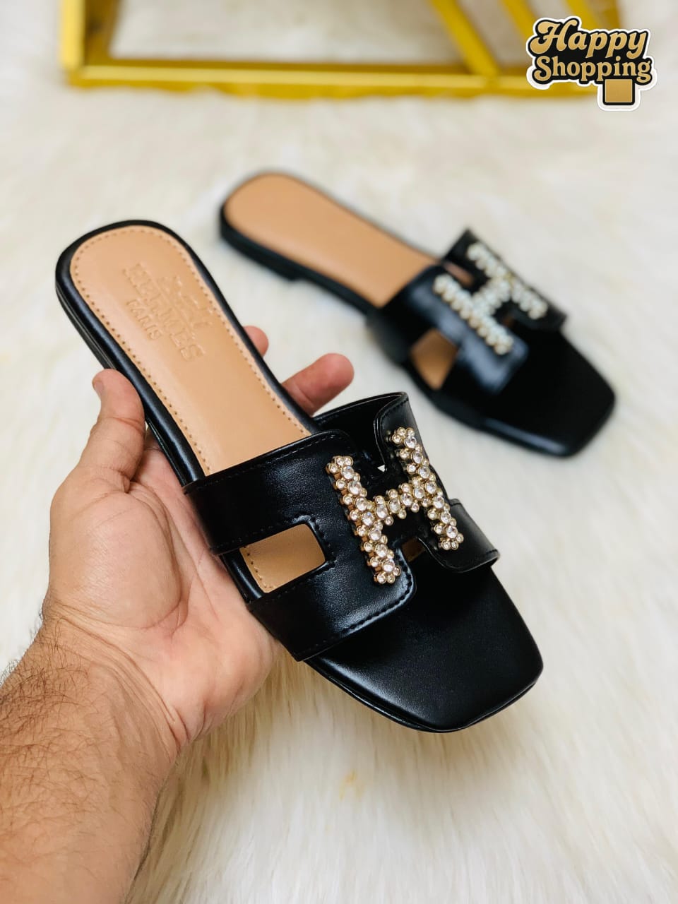 Slippers Hermes stone flat