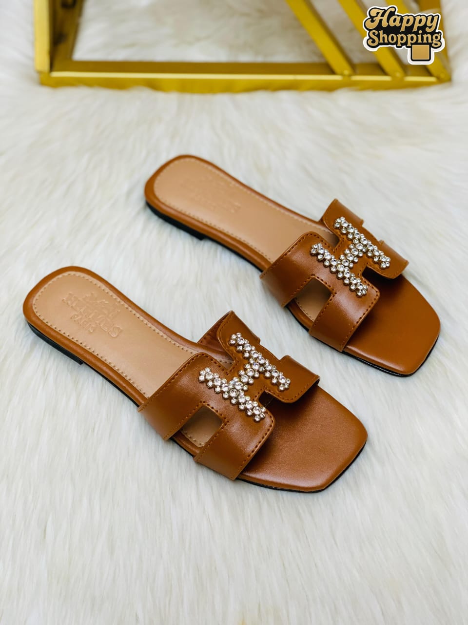 Slippers Hermes stone flat