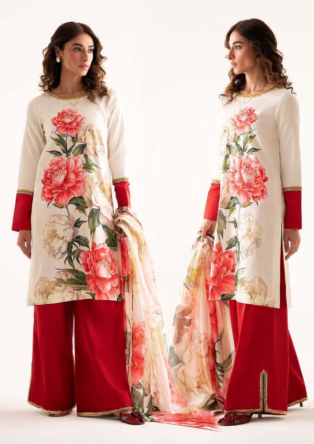 Printed silk suit