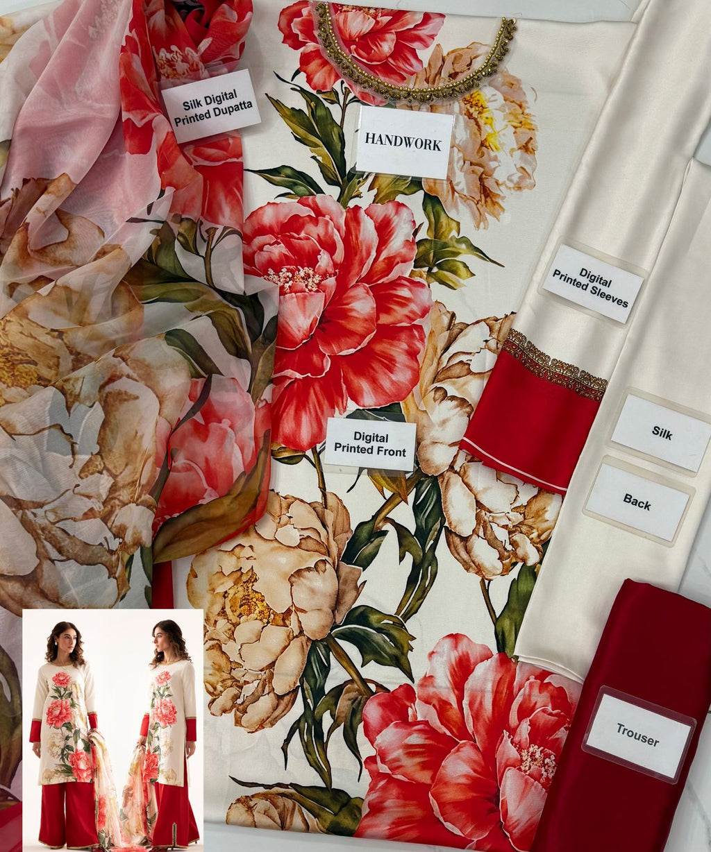 Printed silk suit