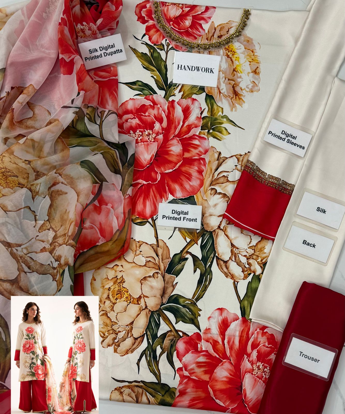 Printed silk suit