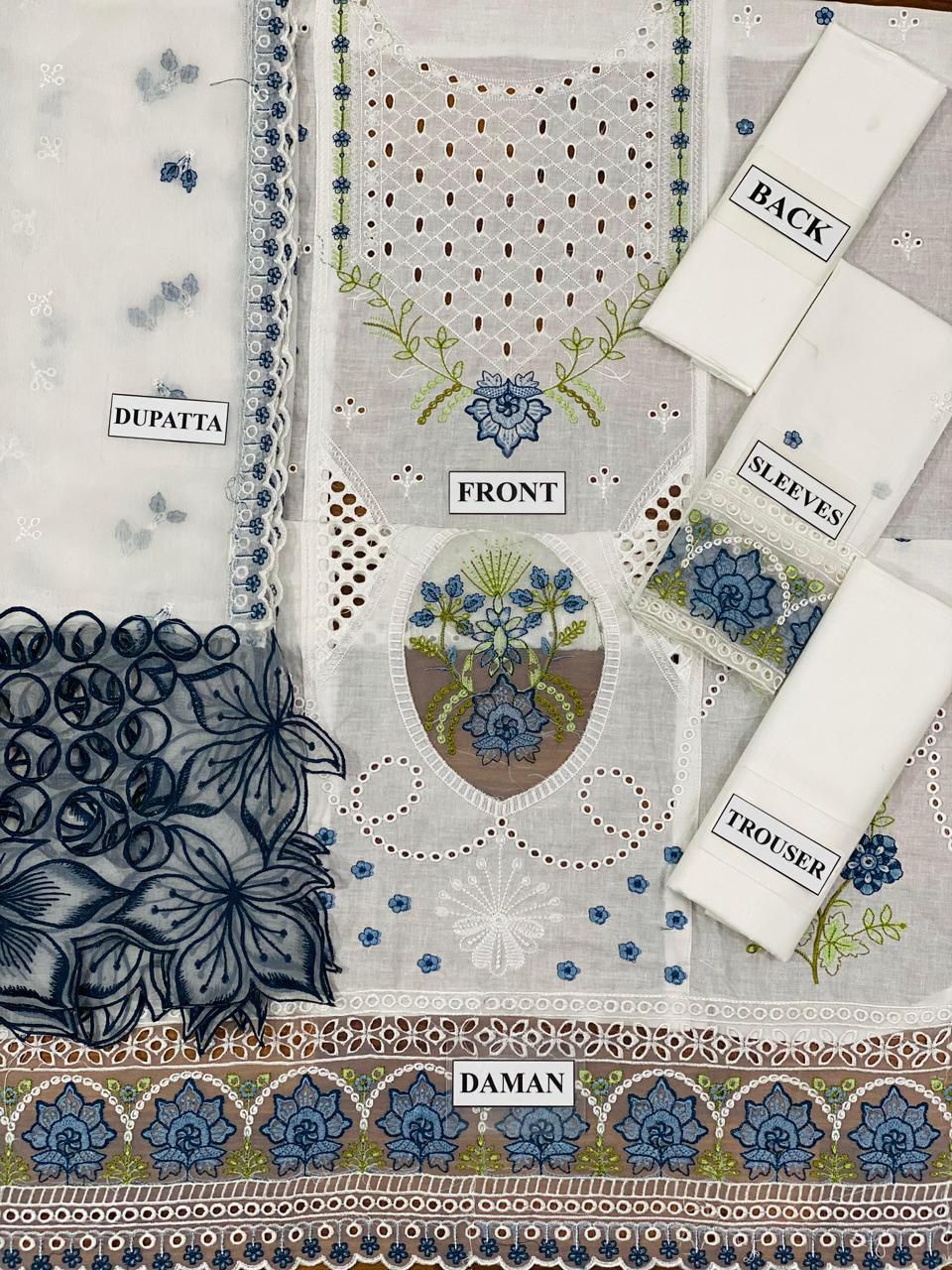 Lawn cotton suit with shiffon dopata