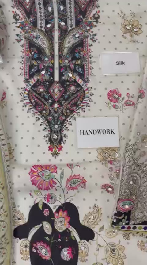 Embroidery silk 3pc suit